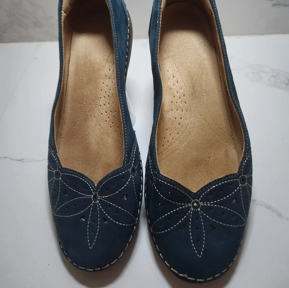 Naturalizer EUC Kipper Teal Blue Suede Size 12W Leather Loafer Flats Shoes - Picture 10 of 12